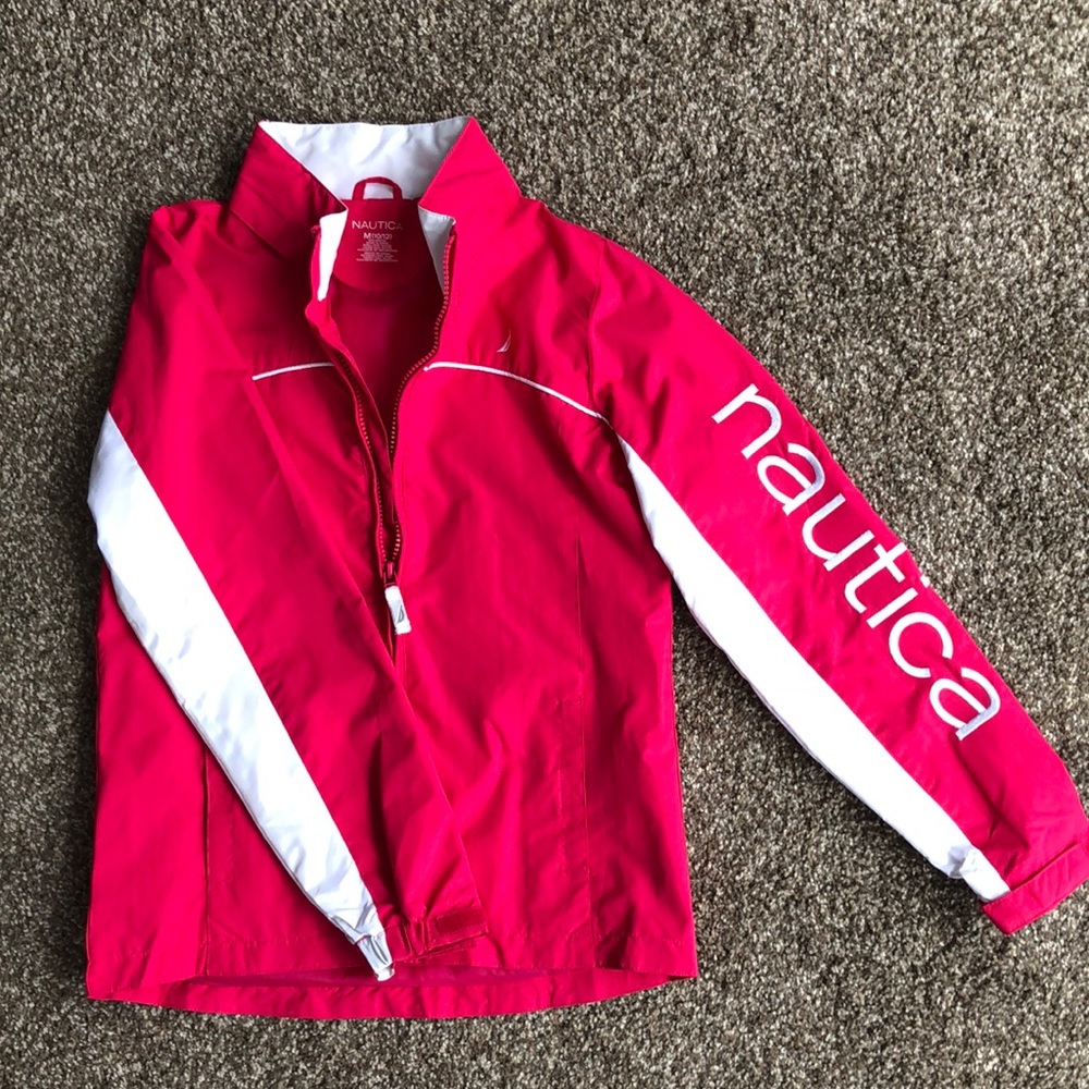 Pink & White Nautica Windbreaker. Kids M (10/12).